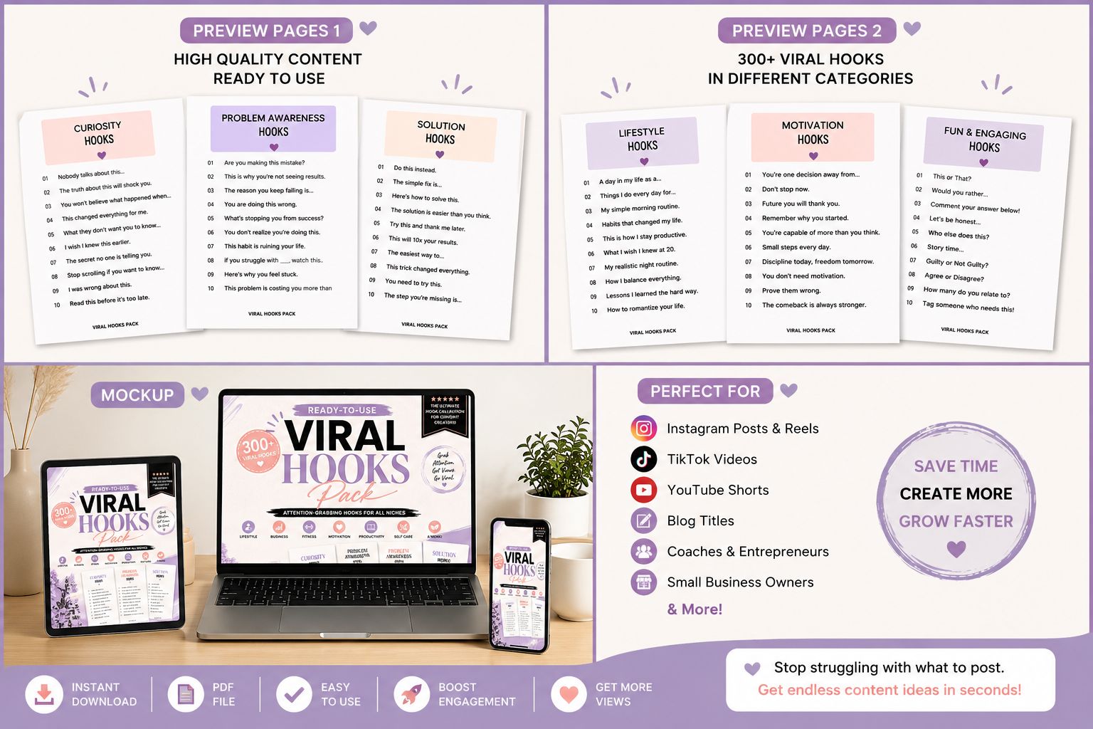 Viral Hooks Pack 300 Ready-to-Use Social Media Hooks for Creators - الصورة 3