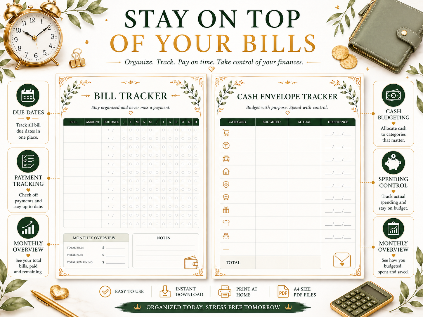 Budget Planner Bundle PDF | Budget Binder, Expense Tracker, Savings Tracker & Debt Tracker | A4 Printable - الصورة 6