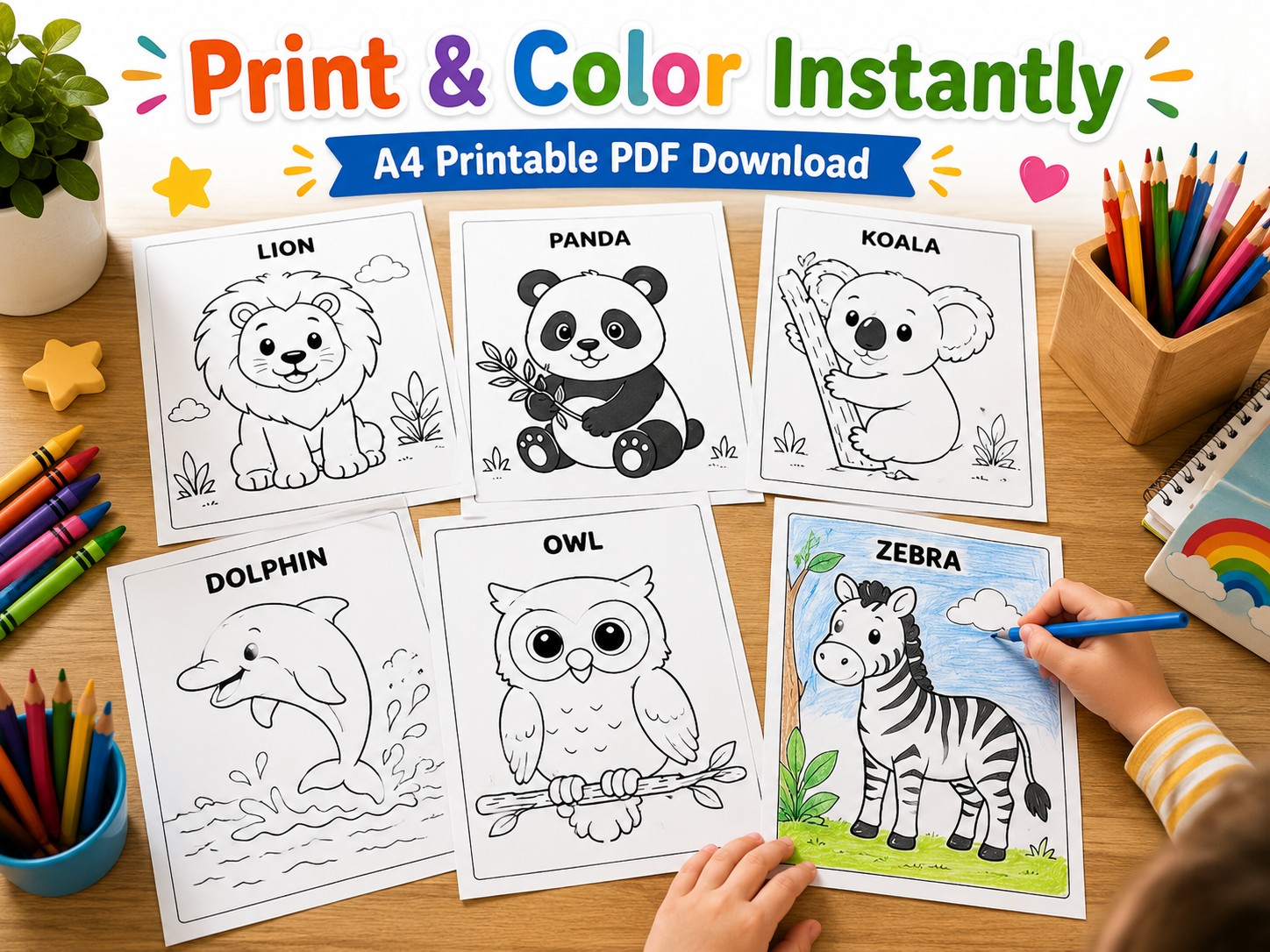 Animal Coloring Book for Kids PDF | 30 Animal Coloring Pages | Learn Animal Names | Preschool & Kindergarten Activity | Instant Download - الصورة 6