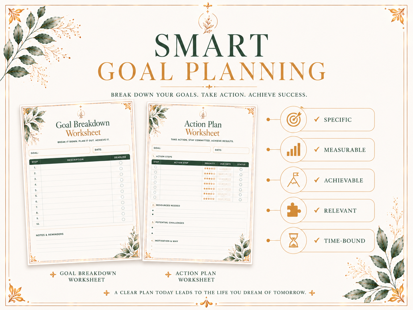 Life Vision Planner PDF | Goal Setting Workbook | Personal Growth Planner | Printable Vision Board & Habit Tracker | A4 Instant Download - الصورة 7