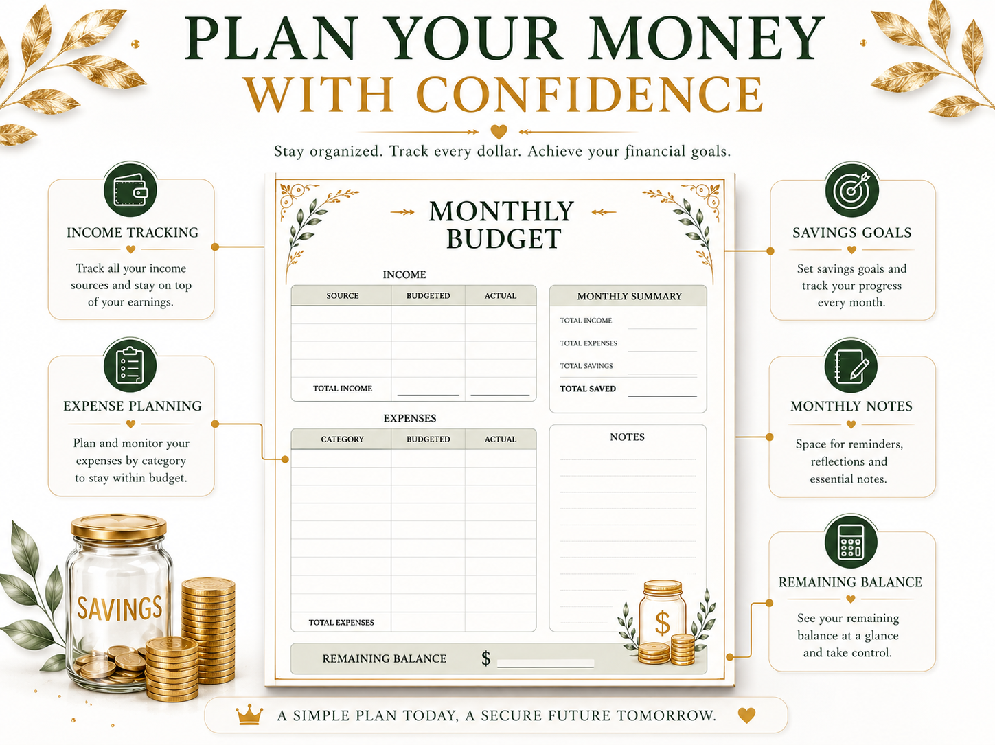 Budget Planner Bundle PDF | Budget Binder, Expense Tracker, Savings Tracker & Debt Tracker | A4 Printable - الصورة 3
