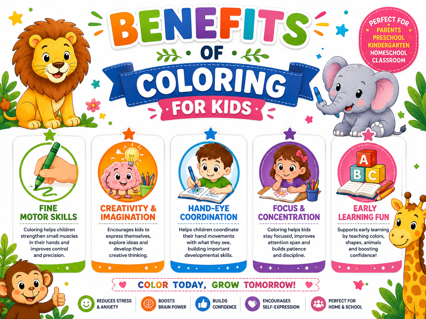 Animal Coloring Book for Kids PDF | 30 Animal Coloring Pages | Learn Animal Names | Preschool & Kindergarten Activity | Instant Download - الصورة 4