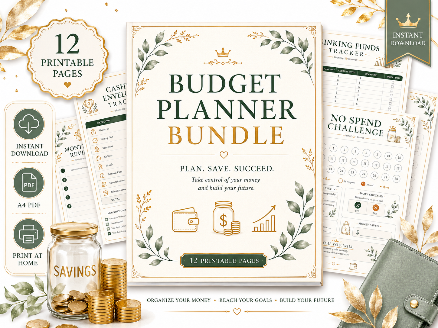 Budget Planner Bundle PDF | Budget Binder, Expense Tracker, Savings Tracker & Debt Tracker | A4 Printable