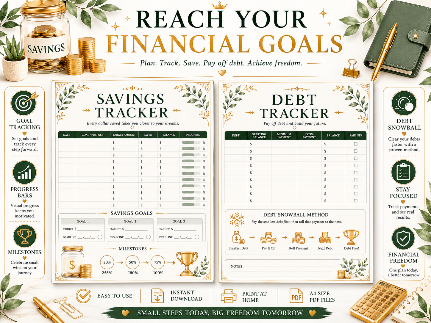 Budget Planner Bundle PDF | Budget Binder, Expense Tracker, Savings Tracker & Debt Tracker | A4 Printable - الصورة 5