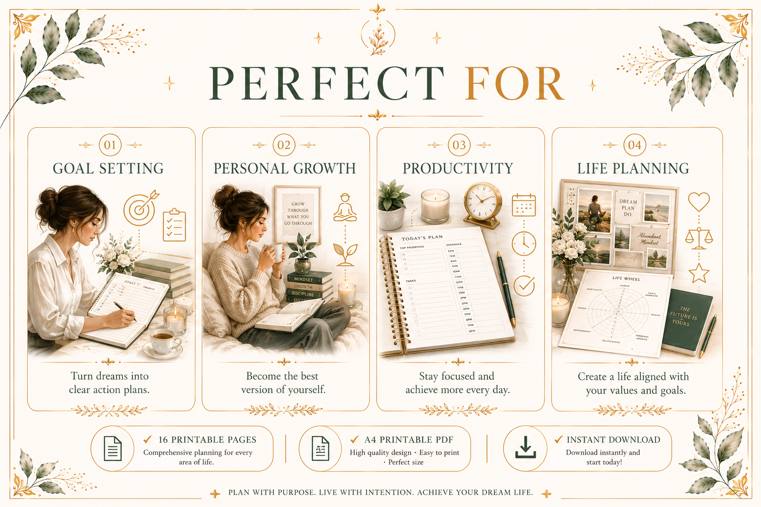 Life Vision Planner PDF | Goal Setting Workbook | Personal Growth Planner | Printable Vision Board & Habit Tracker | A4 Instant Download - الصورة 10