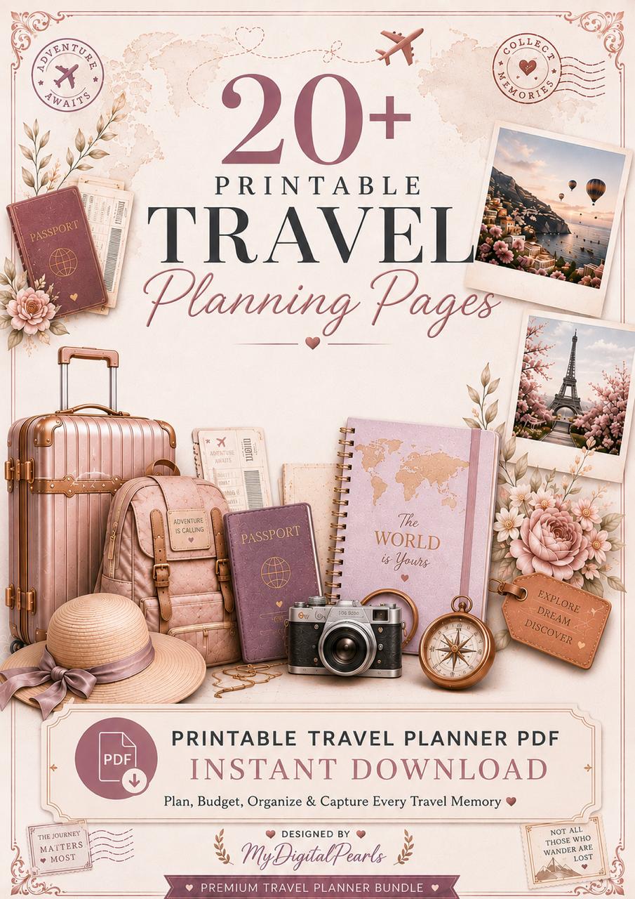 Travel Planner Bundle PDF | Travel Journal, Packing Checklist, Bucket List, Travel Budget Planner | A4 Instant Download